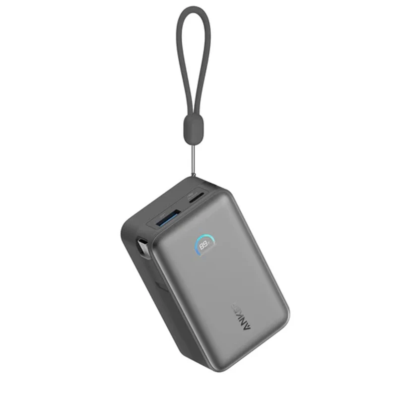 پاوربانک فست شارژ 45 وات انکر مدل A1638 ظرفیت 10000 میلی آمپر ساعت با کابل متصل USB C مشکی
