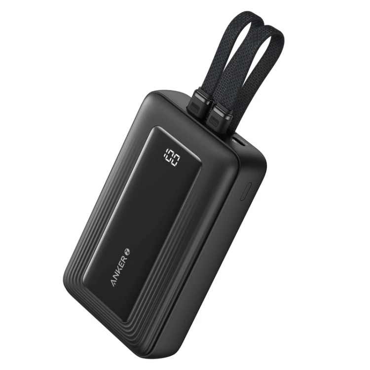 پاوربانک انکر مدل A1681 ظرفیت 20000 میلی آمپر ساعت به همراه کابل لایتنیگ و کابل USB Type-C مشکی