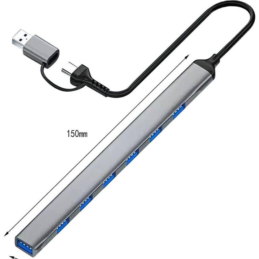 هاب تایپ سی هفت پورت پی نت مدل T-7602 با تبدیل USB