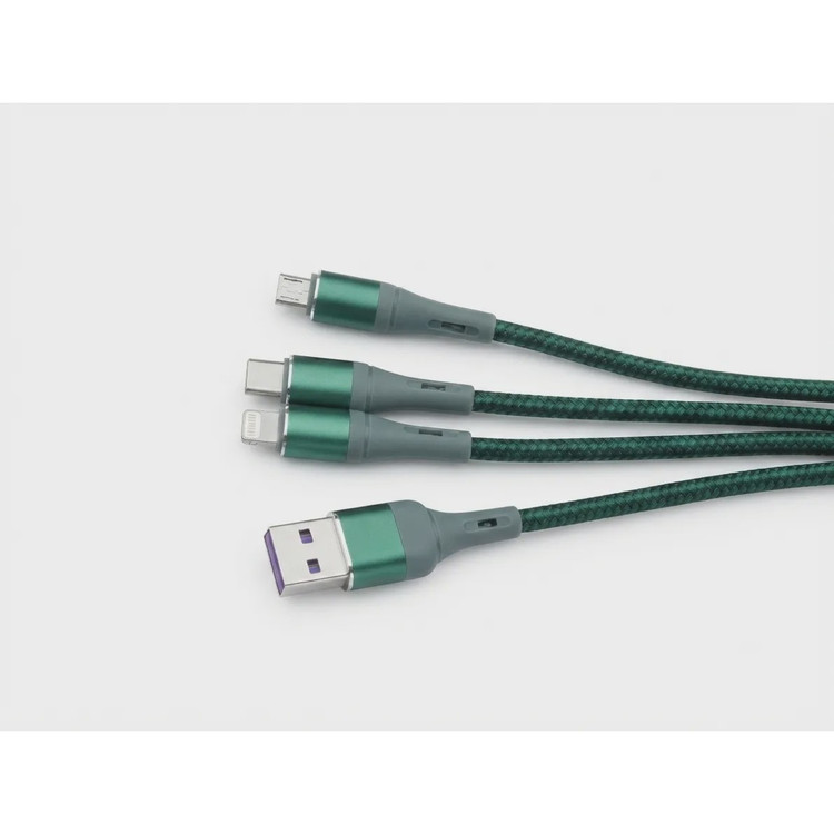 کابل شارژ 65 وات سه کاره مودوس کنفی c40 طول 120 سانتی متری سه کانکتور: Micro USB، Type-C، Lightning
