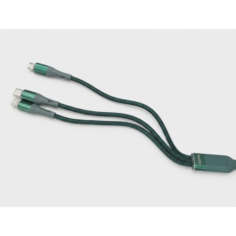 کابل شارژ 65 وات سه کاره مودوس کنفی c40 طول 120 سانتی متری سه کانکتور: Micro USB، Type-C، Lightning